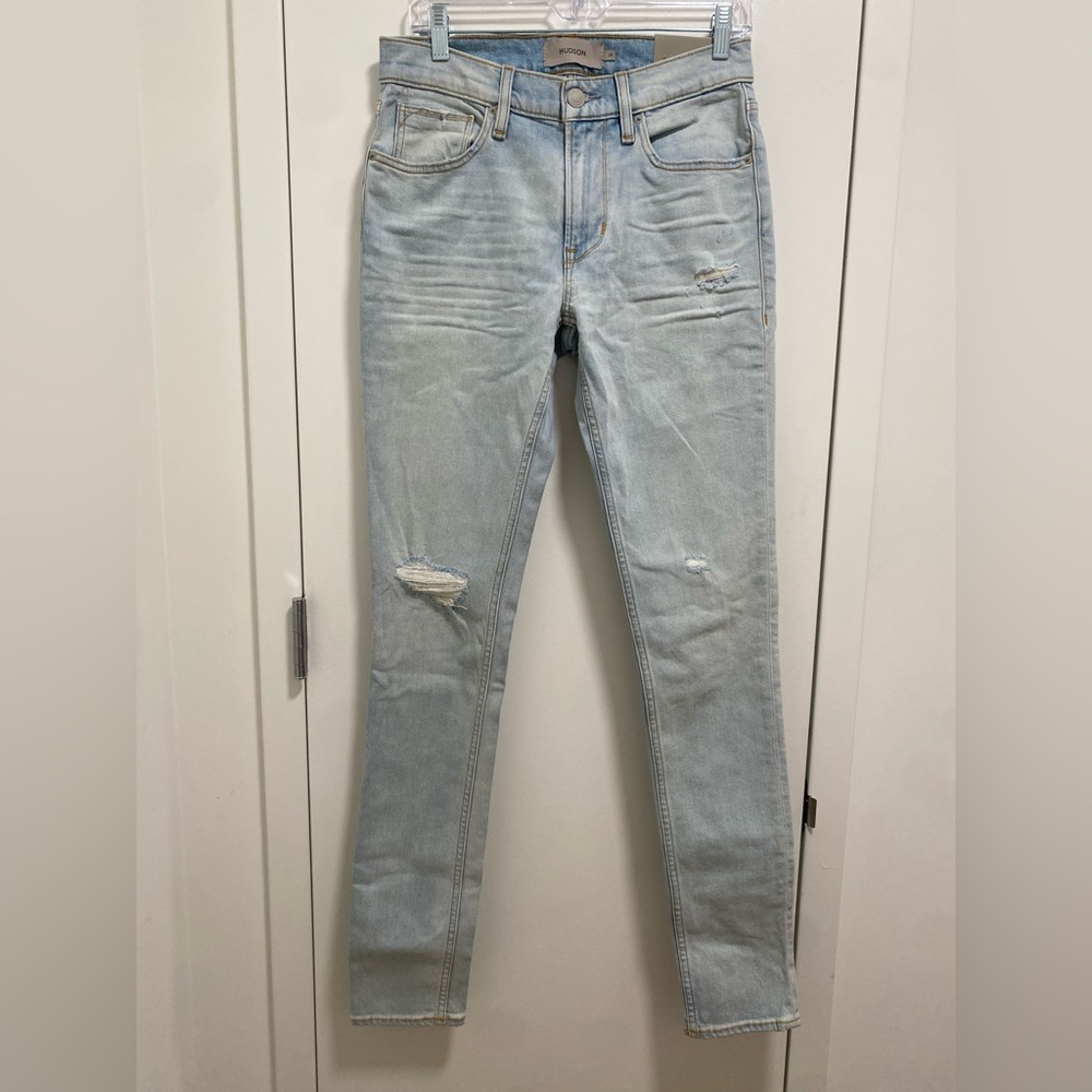 Hudson Jeans Zack Cruise Skinny Distressed Denim Light Wash Blue Mens Size 29x34